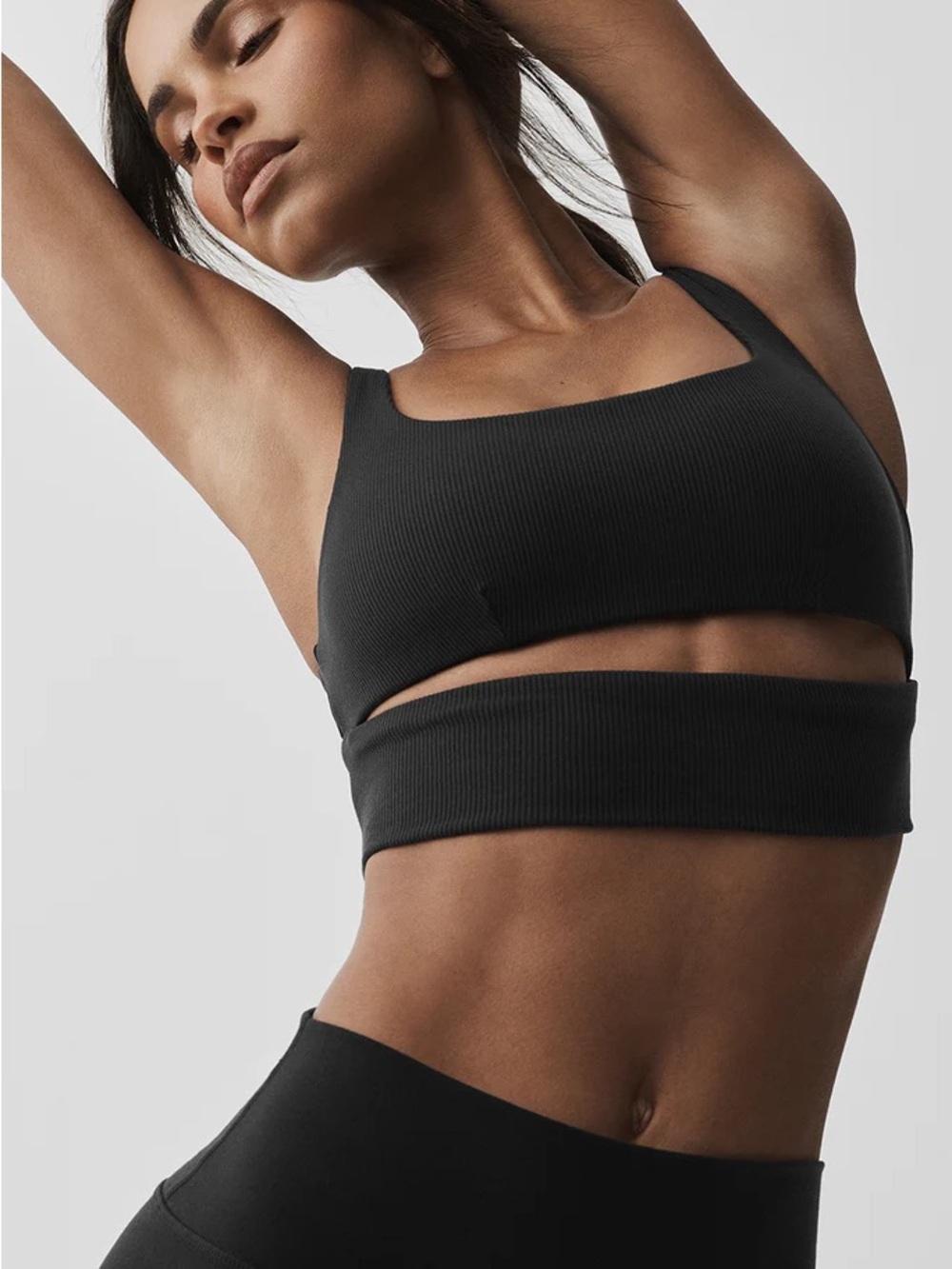 ALO Yoga Ribbed Cutout Sports Bralette - Black